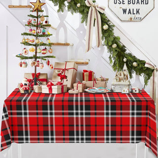 Buffalo Plaid Tablecloth in Black, Red and White (54"x108") 2