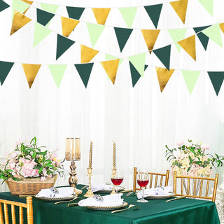 Pennant Bunting Flags in Green and Gold 32ft 2