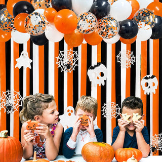 Halloween Black and Orange Ghost Balloon and Ribbon Backdrop (197Ft) 2