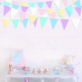 Macaron Party Pastel Fabric Pennant Flag Banner (32Ft) 2