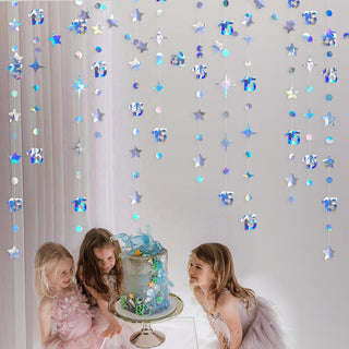 15th Birthday Iridescent Circle Dot Garland with Twinkle Stars (46Ft) 2
