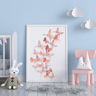Removable Rose Gold Butterfly 3D Wall Decals Stickers (48Pcs) 2