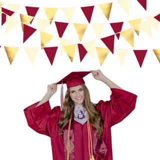 Burgundy Party Triangle Flag  Cloth Banner in Gold, Maroon & Beige(32Ft) 2