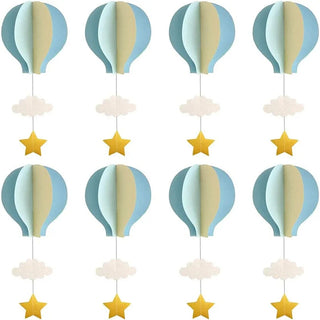 Hot Air Balloon Garlands in Pastel Blue and Yellow (4pcs) 4