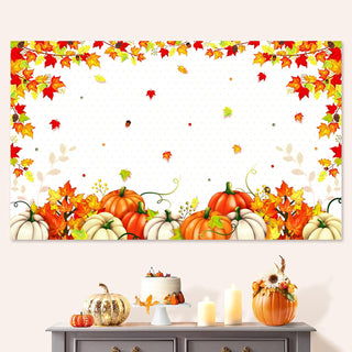 Thanksgiving Fabric Backdrop with Pumpkin and Leaf (3x5ft) 1