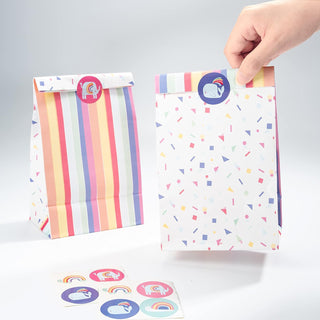 Rainbow Favor Gift Bags with Cute Animal Stickers (24pcs) 1