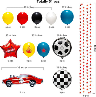 Racing Car Theme Balloon and Garland Backdrop Kit (62 pcs) 2