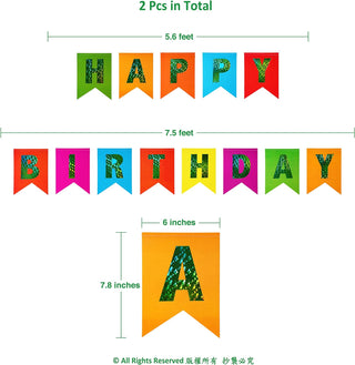 Colorful Dinosaur Theme Happy Birthday Letter Banner 2