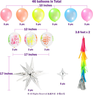 Neon Balloons and Garland Kit for Birthdays (48pcs) details