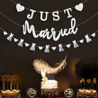 Wedding Double Sided White Paper Banner of Just Married (6m) 3