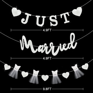 Wedding Double Sided White Paper Banner of Just Married (6m) 5
