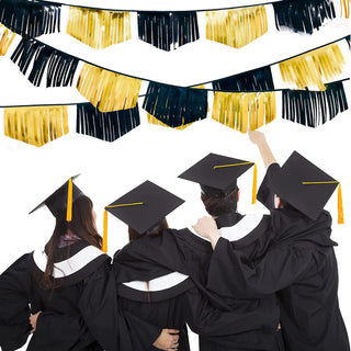 Double Sided Metallic Fabric Tassel Banner in Black & Gold (17FT) 3