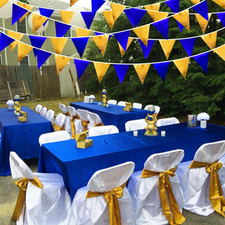 Double-Sided Triangle Flag Bunting Banner in Royal Blue & Gold  (32Ft) 3
