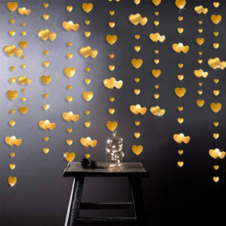 52Ft Gold Heart Garlands Golden Hanging Banner Streamer 4