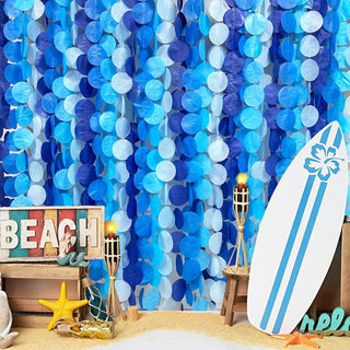 Beach Theme Blue Party Circle Dot Paper Garland in Ombre Blue(205Ft) 3