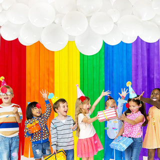 Rainbow Streamers and Cloud White Balloons Backdrop (47 pcs) 3