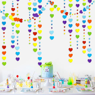Rainbow Theme Colorful Love Heart Hanging Paper Garland (52Ft) 3