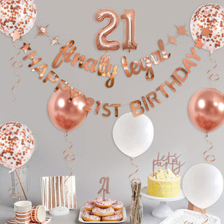 21st Birthday Banners and Balloons Set in Rose Gold 3