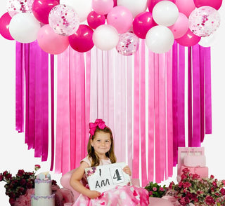  Hot Pink Party Ombre Pink Ribbon Fabric Fringe Hanging Curtain 3