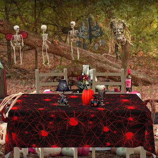 Halloween Spider Tablecloth in Black and Red (54"x108") 2