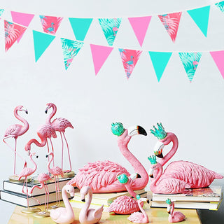 Flamingo Pennant Bunting Flags in Pink and Green 32ft 3