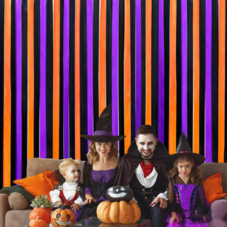 Black, Purple & Orange Satin Ribbon Streamer for Halloween (197Ft) 3