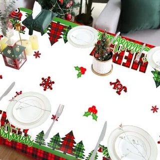 Christmas Tablecloth with Xmas Tree, Deer, Cherry and Red Truck (9ft) 3