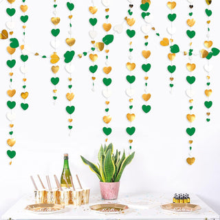 52Ft Green Gold and White Love Heart Garland Hanging Streamer Banner 3