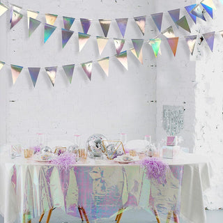 Iridescent Wedding Decorations Bunting Triangle Flag Banner (40Ft) 3