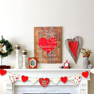'Best Mom Ever' Heart Wooden Banner in White & Red (9.8Ft) 3