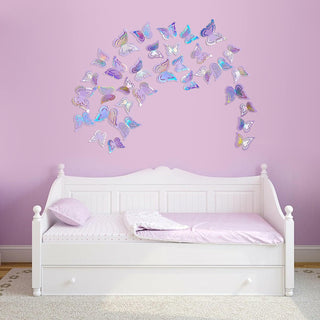 Removable Iridescent Purple Paper Butterfly 3D wall Stickers (27Pcs) 3