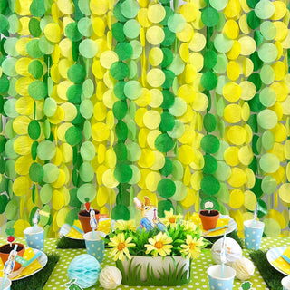 Spring Theme Party Circle Dot Garland in Ombre Green & Yellow (205Ft) 3