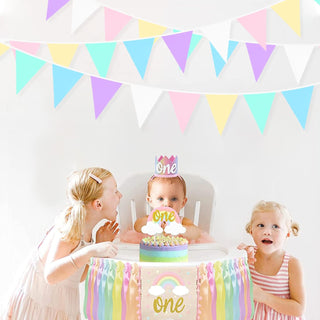 Macaron Party Pastel Fabric Pennant Flag Banner (32Ft) 3