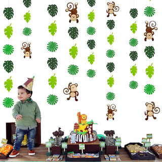 Jungle Party Garlands with Monkeys & Palm Leaves Cutouts (46Ft) 2