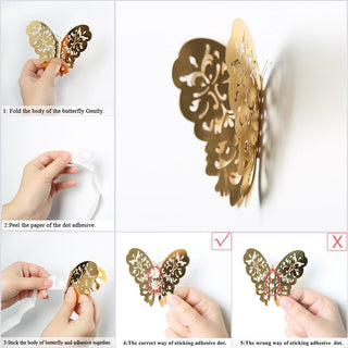 Purple Hollow Paper Butterfly Stickers 3D Wall Decal (36Pcs) 3