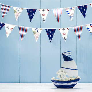 Cruise Theme Party Flag Banner Bunting in Red, Blue & White (32Ft) 3