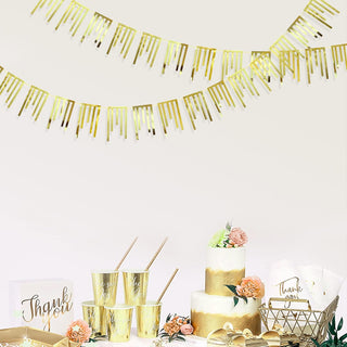 Metallic Paper Gold Tassel Banner for Gold Party Decorations (40Ft) 3