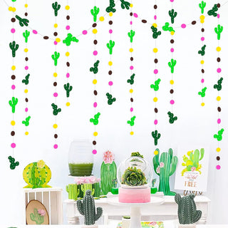Cactus Garlands with Green, Yellow, Brown and Hot Pink Polka Dot (40Ft)  3