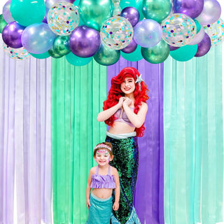 Mermaid Party Balloons and Ribbon Curtain in Teal and Purple (197Ft) 3