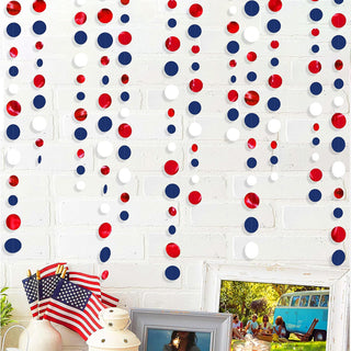 4th of July Circle Dots Garlands in Navy Blue, Red & White (46Ft) 3
