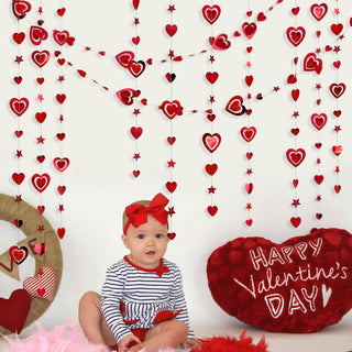 Double Sided Metallic Heart and Star Red Garlands (40Ft) 3