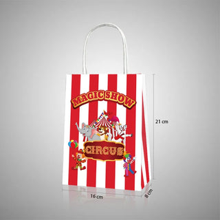 Circus Paper Bags White Red Stripe With Handle 6PCS  3
