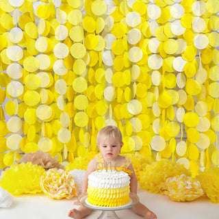 Yellow Themed Big Polka Dots Garland in Ombre Yellow & White (192Ft) 3