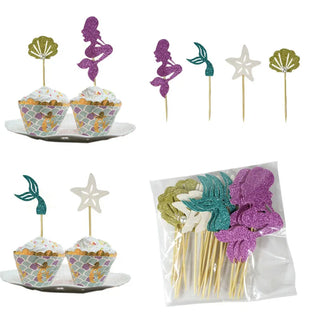 Glitter Mermaid Cupcake Toppers Set (24pcs) 4