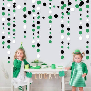 Game Party Polka Dots Garlands in Black, Green & White (46Ft) 3