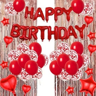 Happy Birthday Foil Balloons Red Heart Star Shaped Balloons (71Pcs) 3