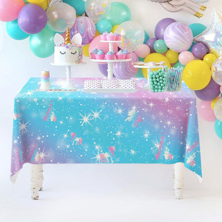 Iridescent Pastel Unicorn Tablecloth (54"x108") 3