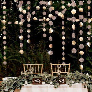 Glitter Champagne Gold Decorations Paper Circle Dots Garland (52Ft)  3