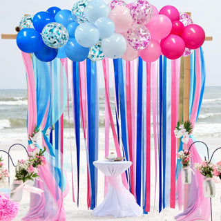 Gender Reveal Blue and Pink Balloons and Ribbons Kit (48 pcs) 3