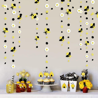 Bee and Flower Garland Banner in Gold, Yellow and White (52ft) 3
